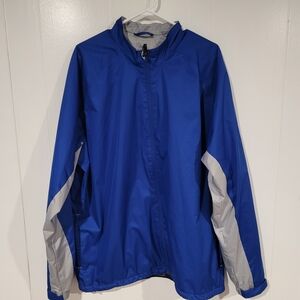 Adidas Men's Blue and Gray ClimaStorm Windbreaker Zip UpJacket, Size XL.